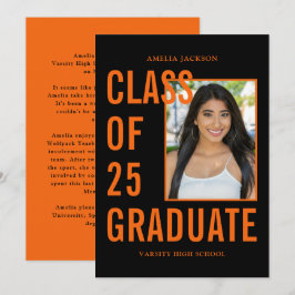 Anuncio Naranja Y Clase Negra De 25 Graduación De Foto