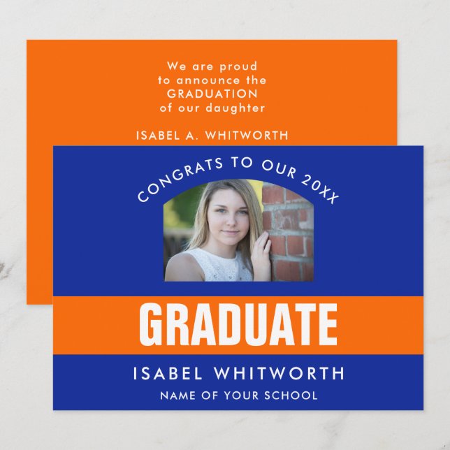Anuncio Naranja y Personalizado de fotografía de graduació (Anverso / Reverso)