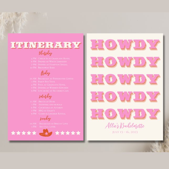 Anuncio Nashville Bachelorette Party Pink Itinerary (Subido por el creador)