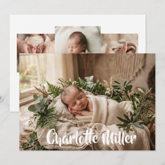 Anuncio Natural Greenery Newborn Baby Birth Announcement