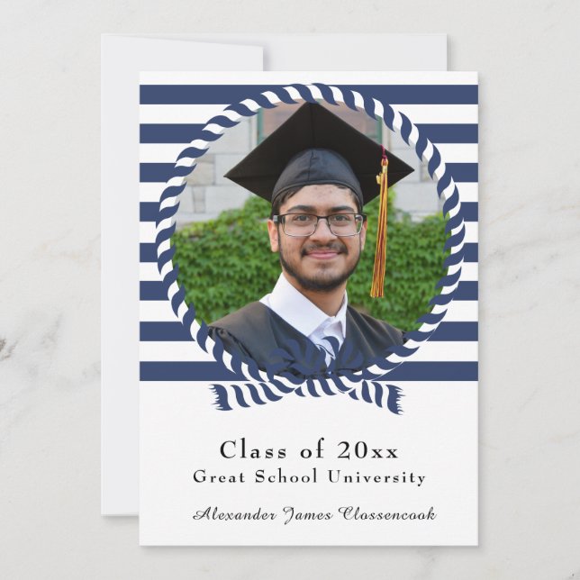 Anuncio Nautical Photo Navy Blue franjas blancas Graduació (Anverso)