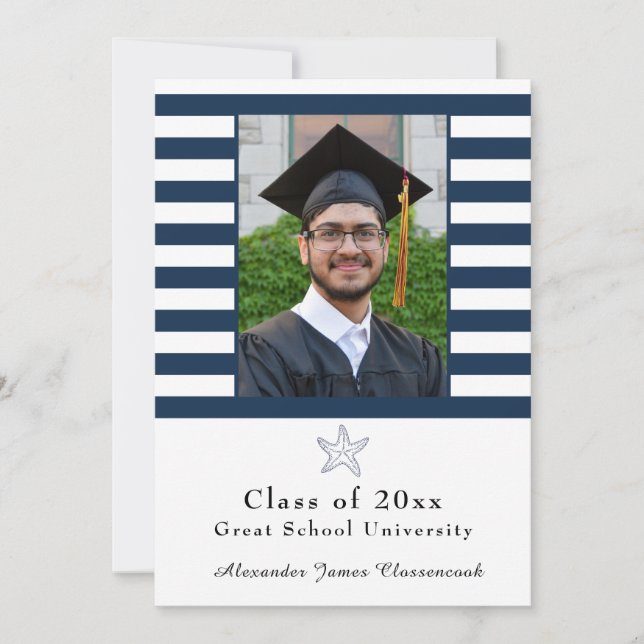 Anuncio Nautical Starfish Navy moderna Banda blanca (Anverso)