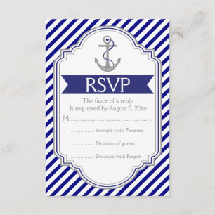 Anuncio náutico azul marino, ancla blanca RSVP