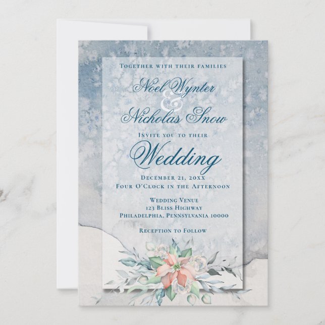 Anuncio Navidades Boda de Poinsettia de color mágico/acuar (Anverso)