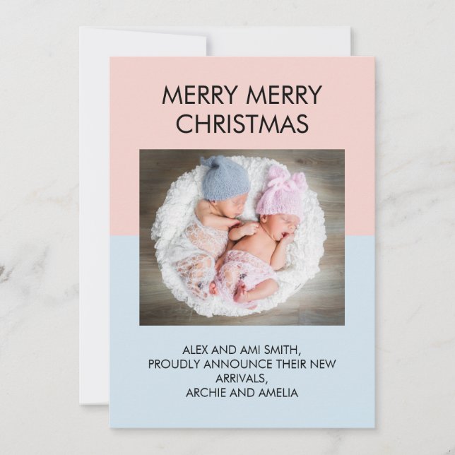 Anuncio Navidades de fotografía de niños gemelos bebes azu (Anverso)