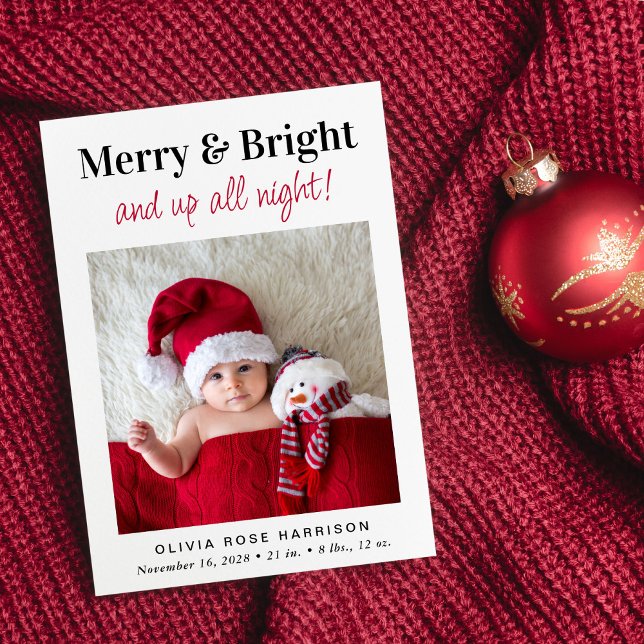 Anuncio Navidades Merry Bright Photo Holiday Birth (A fun & unique way to introduce family and friends to your growing family this holiday season)