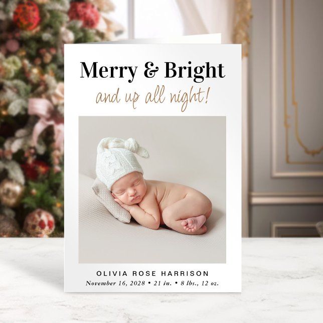 Anuncio Navidades Merry Bright Photo Holiday Birth (A beautiful and unique way to thank family and friends and introduce them to your Christmas  baby)