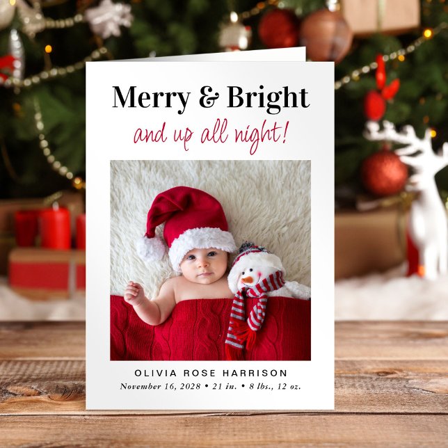 Anuncio Navidades Merry Bright Photo Holiday Birth (A beautiful and unique way to thank family and friends and introduce them to your Christmas  baby)