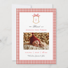 Anuncio Navidades Monogrammed de Cute Gingham Birth
