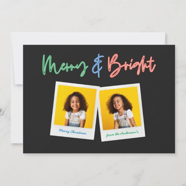 Anuncio Navidades multifoto neón colorido brillante modern (Anverso)