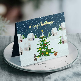 Anuncio Navidades pueblo de nieve con lindos animales