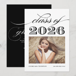 Anuncio Negra Vintage Clase de 2026 Foto Graduación
