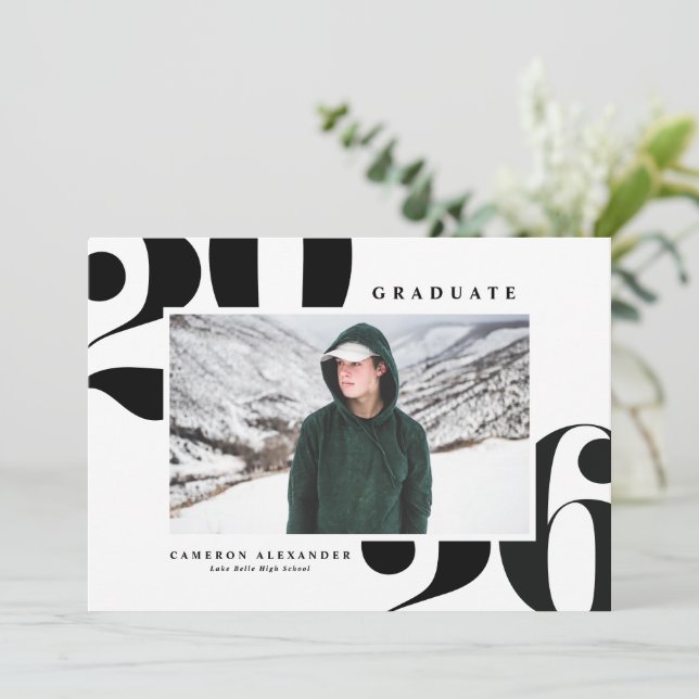 Anuncio Negrita tipografía foto graduación 2025 negro (Anverso de pie)