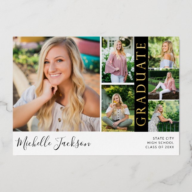 Anuncio negro de graduación de foto 6 del espíritu (Anverso)