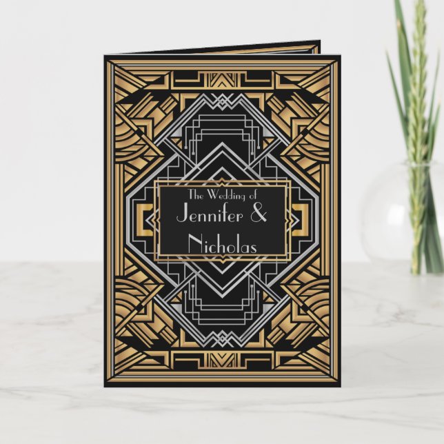 Anuncio Negro, Estilo Art Déco de Oro y Plata Falsos (Anverso)