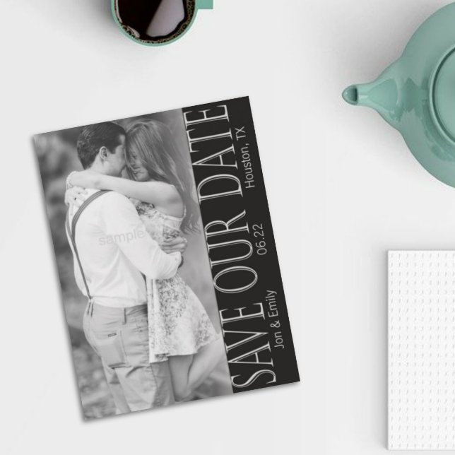 Anuncio Negro vertical y blanco Guardar la fecha 5 x 7 (Subido por el creador)