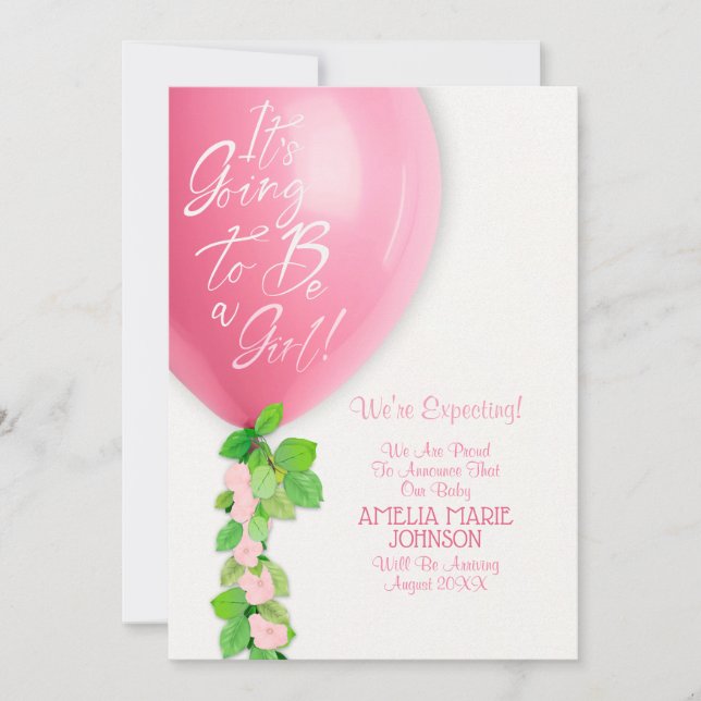 Anuncio New Baby Girl Announcement Card (Anverso)