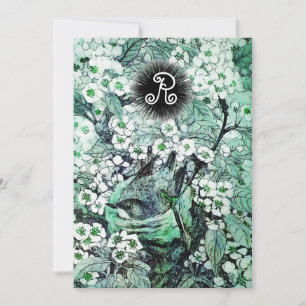 ANUNCIO NIDO DE PÁJARO, ÁRBOL, FLORES DE PRIMAVERA AZUL BL