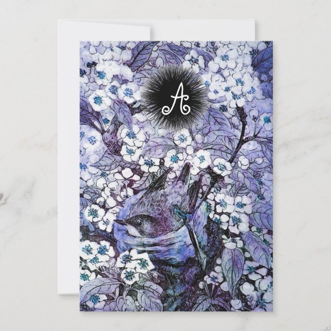 ANUNCIO NIDO DE PÁJARO, FLORES DE PRIMAVERA AZUL BLANCO MO (Anverso)