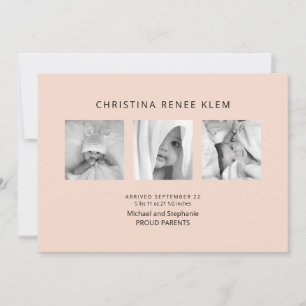 Anuncio Niña Bebé Collage de fotos B/W Nacimiento moderno