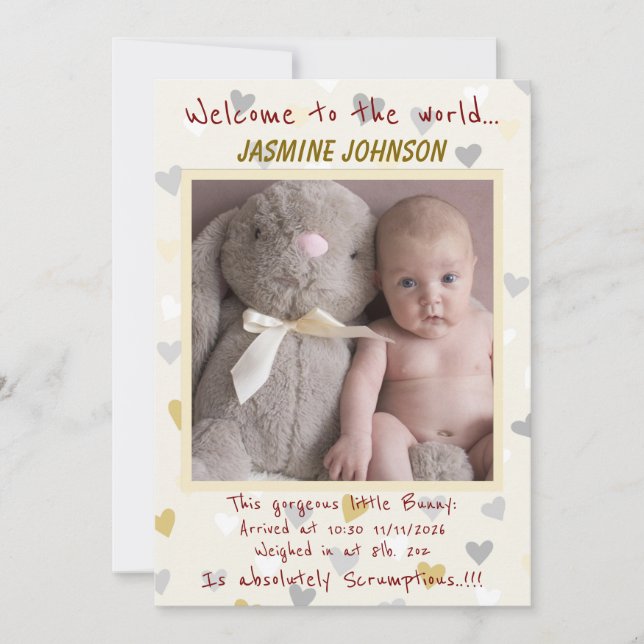 Anuncio Niña bebé con su conejito Nueva llegada (Anverso)