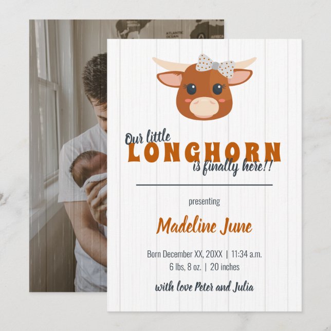 Anuncio Niña bebé Longhorn Naranja quemada nacimientos ver (Anverso / Reverso)