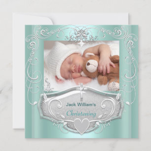 Anuncio Niño Bebé Christening Baptism Mint Silver Cross