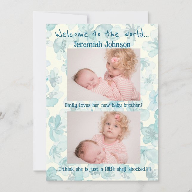 Anuncio Niño bebé con nueva llegada de hermanos (Anverso)