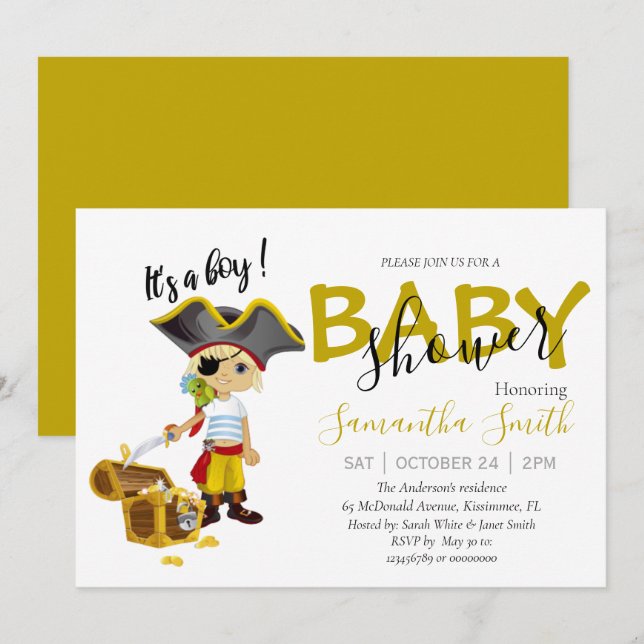 Anuncio Niño pirata de Baby Shower (Anverso / Reverso)