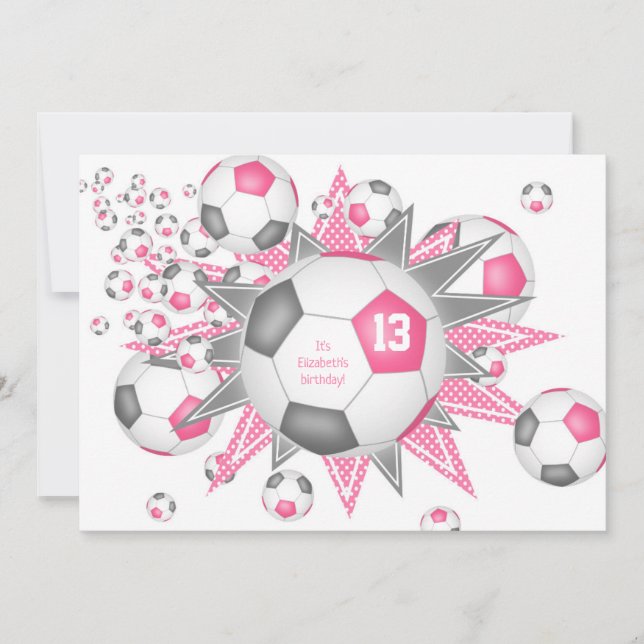 Anuncio niños deportistas cumpleaños bola de fútbol rosa g (Anverso)