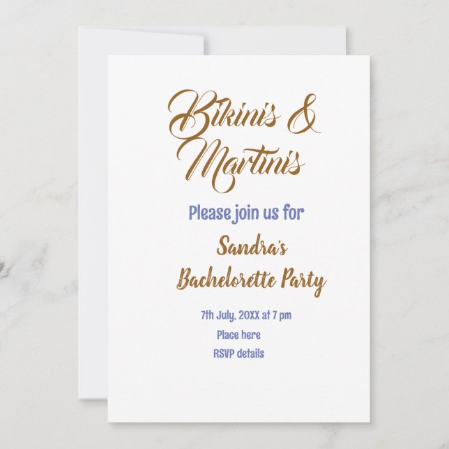 Anuncio nombre de despedida de soltera bikinis y martinis  (Anverso)