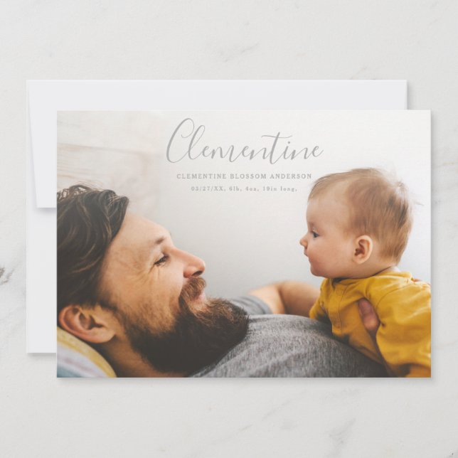 Anuncio Nombre de guión moderno foto nacimiento de un punt (Anverso)