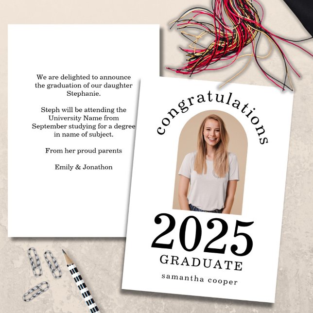 Anuncio Nombre del graduado 2023 de Arch Photo Congrats (Front and rear view)