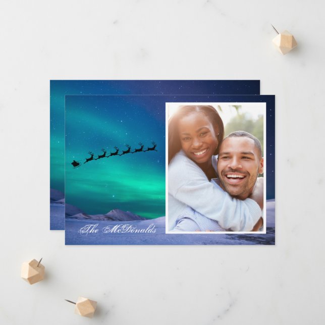 Anuncio Northern Lights with Santa and Sleigh your photo (Anverso/Reverso In Situ)