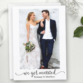 Anuncio Nos Casamos Caligrafía Corazón Foto Boda