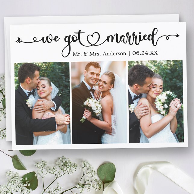 Anuncio Nos casamos con un Boda fotográfico de Calligraphy (Customize to change your personalized text size, text style or to add text to back of card.)