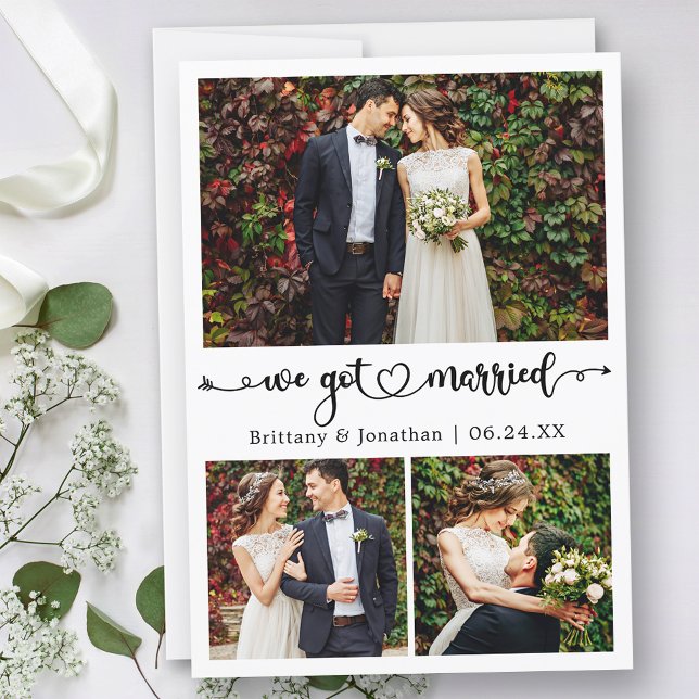 Anuncio Nos casamos con un Boda fotográfico de Calligraphy (Customize to change your personalized text size, text style or to add text to back of card.)