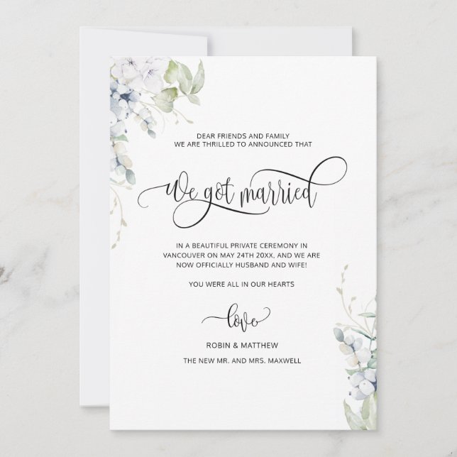 Anuncio Nos casamos, elegante Boda casada (Anverso)