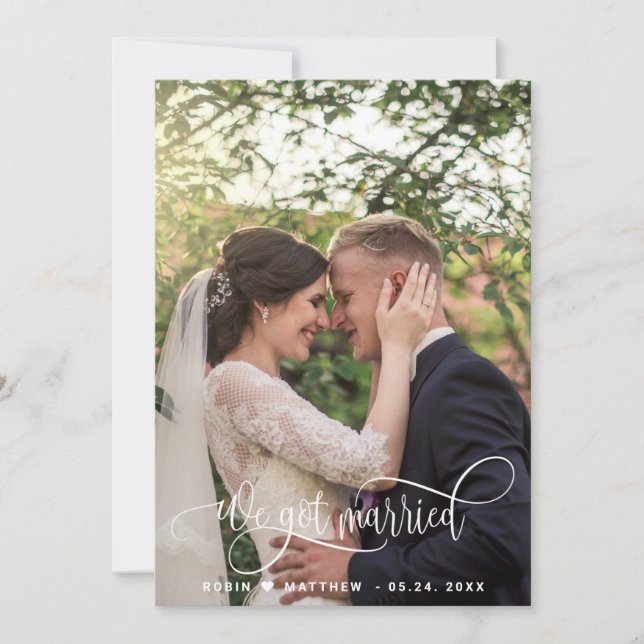 Anuncio Nos Casamos, Elegante Boda De Fotos De Guión (Anverso)