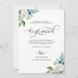 Anuncio Nos casamos, floral blanca Boda casada