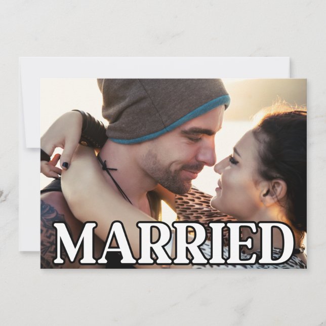 Anuncio Nos escapamos Matrimonio Foto de boda moderna (Anverso)