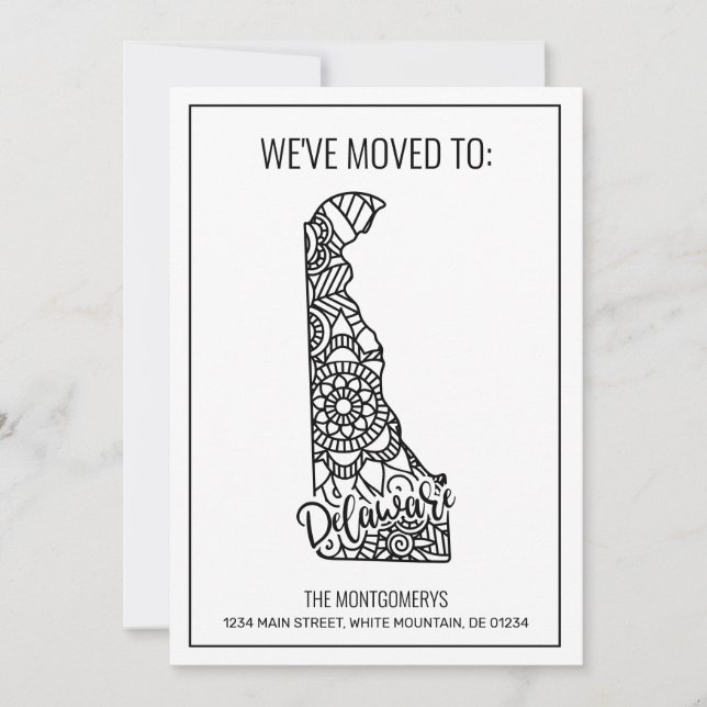 Anuncio Nos hemos mudado a casa de Mandala floral estatal  (Anverso)