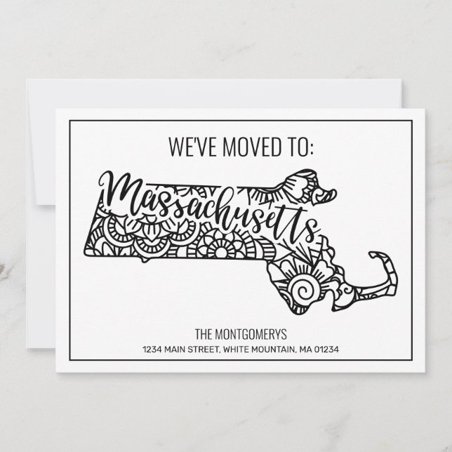 Anuncio Nos hemos mudado a Massachusetts State Floral Mand (Anverso)