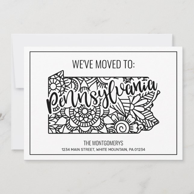 Anuncio Nos hemos mudado a Pennsylvania State Floral Manda (Anverso)