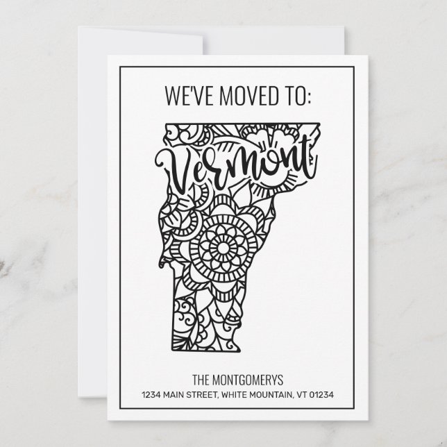 Anuncio Nos hemos mudado a Vermont State Floral Mandala (Anverso)