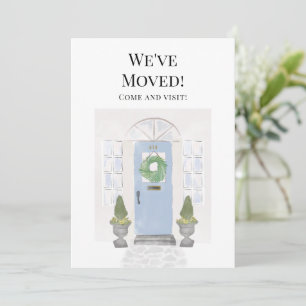 Anuncio Nos hemos mudado de nuevo hogar color de agua azul