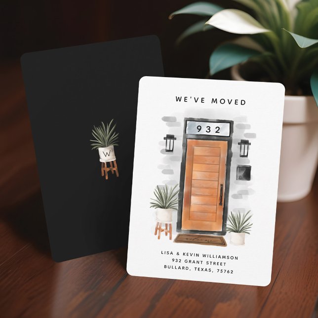 Anuncio Nos hemos mudado - Nueva dirección a mediados del  (We've Moved - New Address Mid Century Door Announcement)