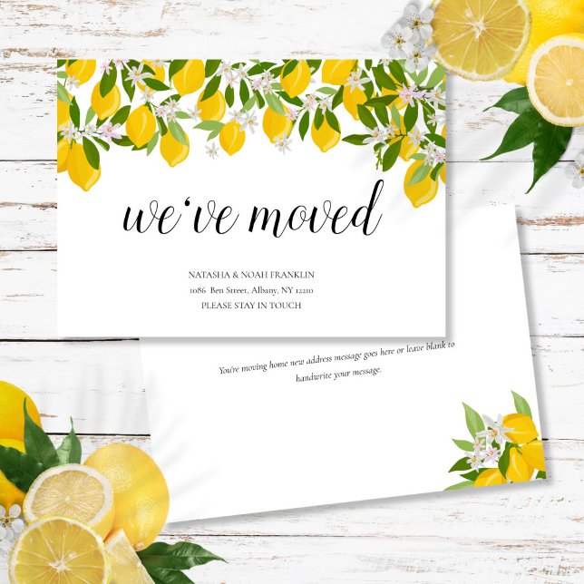 Anuncio Nos hemos mudado Nueva dirección Limones en flor (We've Moved New Home Address Lemons Blossom Announcement)