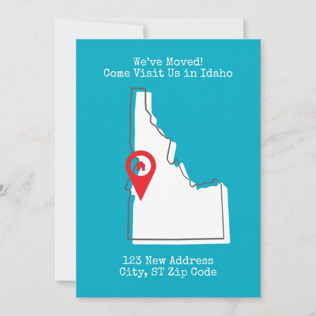 Anuncio ¡Nos hemos mudado! Ven a visitarnos en Idaho (Anverso)