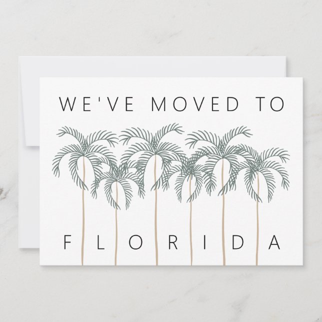 Anuncio Nos mudamos a Florida Palm Trees Nueva dirección (Anverso)